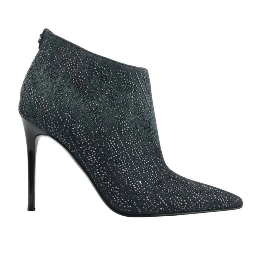 NWT GUESS Fazzie Black Rhinestone Embellished Pointed Toe Stiletto Booties, 7 - Picture 2 of 4